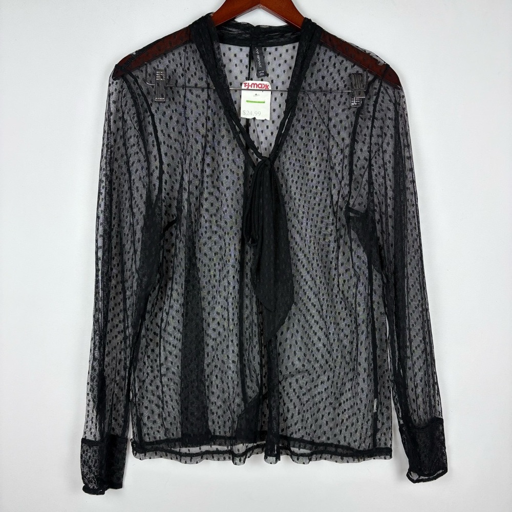 NWT Lane Bryant Sheer‎ Polka Dot Long Sleeve Blouse